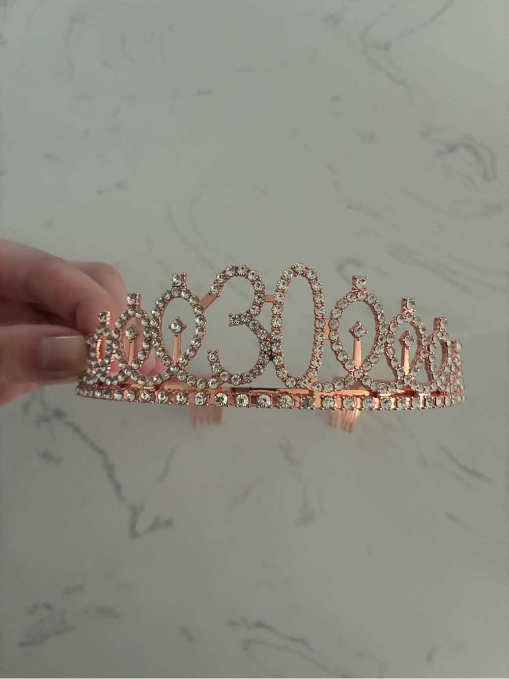 Rose Gold Rhinestone Tiara Headband Princess Crown Hair Accessory EUC